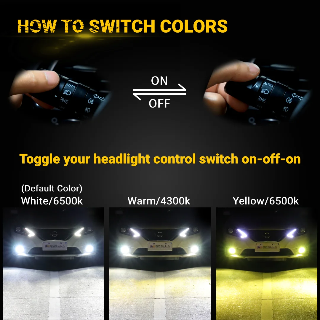 LED Headlight Bulb White & Yellow - Boslla