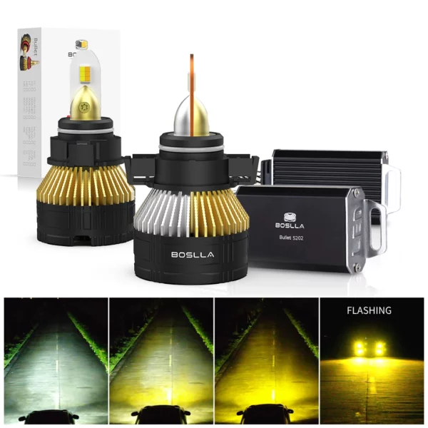 BOSLLA 3 Colors 5202 LED Fog Light Bulb 6500K 4300K 3000K | B4 Series, 2 Bulbs
