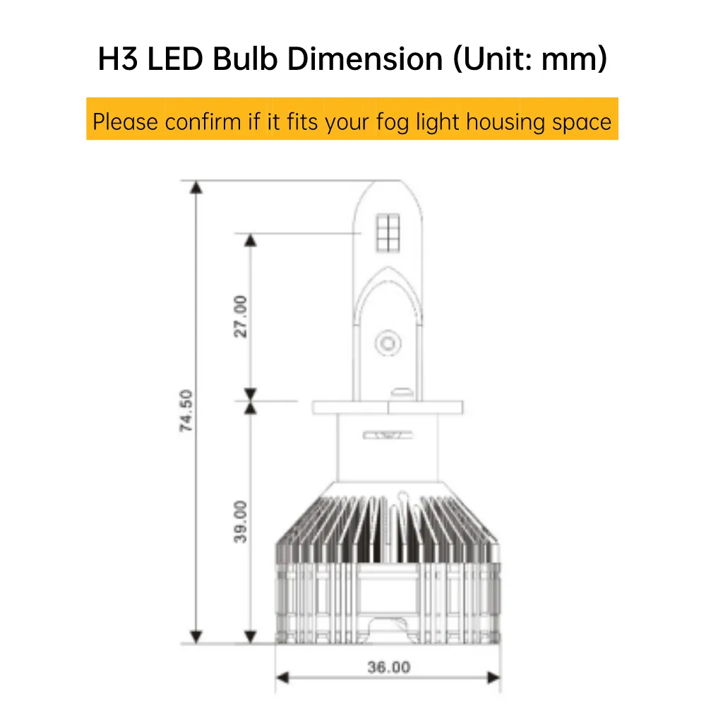 H3 LED Bulb White & Yellow Fog Light - Boslla