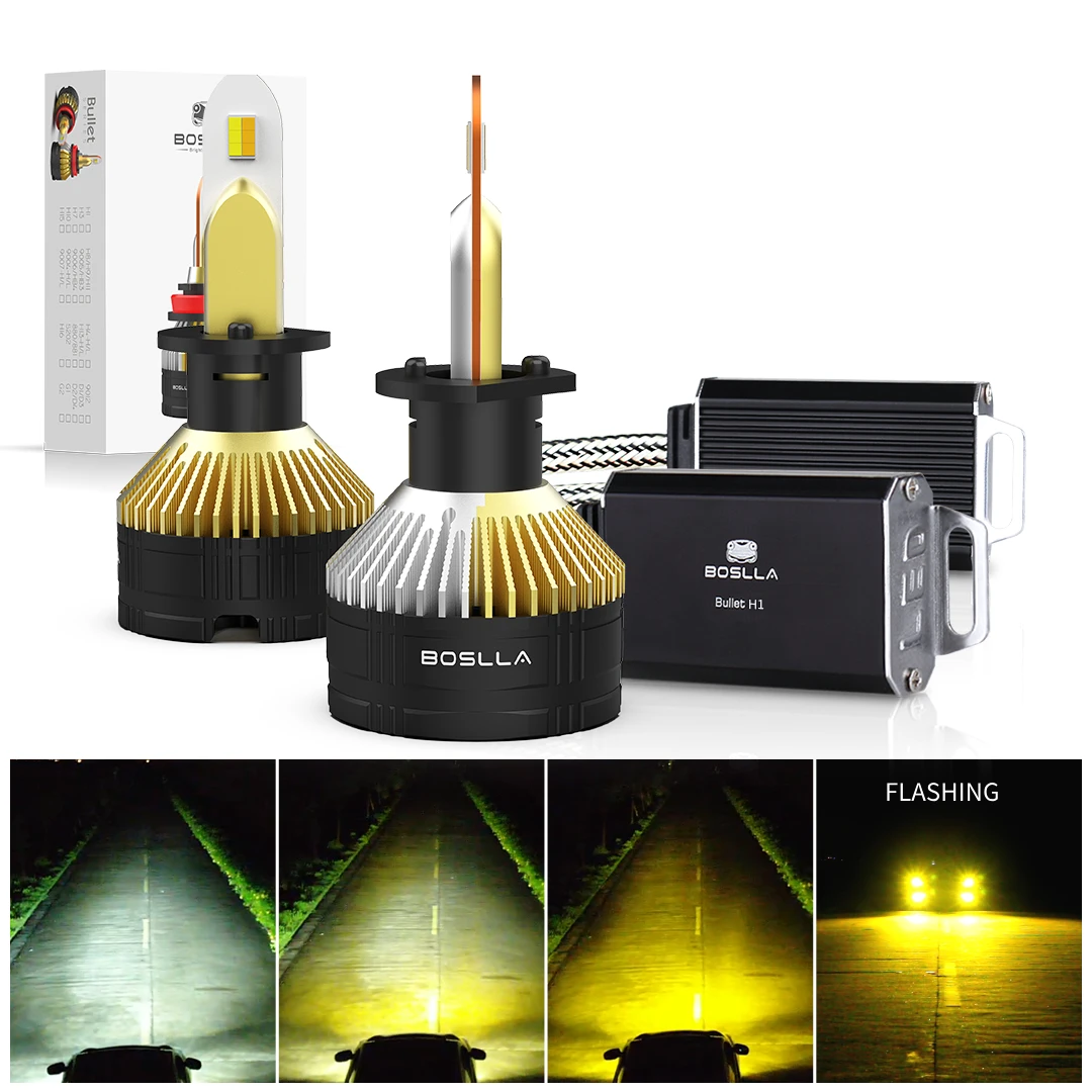 MONDEVIEW Kit Bombilla H1 LED Coche 120W 20000LM Diseño 1:1 Bombilla 6000K  Superbrillante 400% LED Luz de Carretera, luz de cruce y Luz Antiniebla  Bi-xenón H1 Halógena Kit de Conversión IP68 