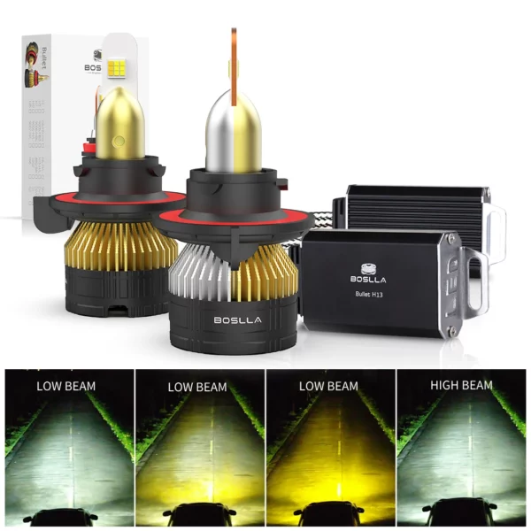 BOSLLA 3 Colors H13 9008 LED Headlight Bulb 6500K 4300K 3000K | B4 Series, 2 Bulbs