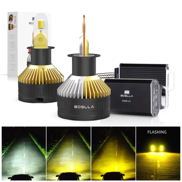 BOSLLA 3 Colors H3 LED Bulb 6500K 4300K 3000K | B4 Series, 2 Bulbs