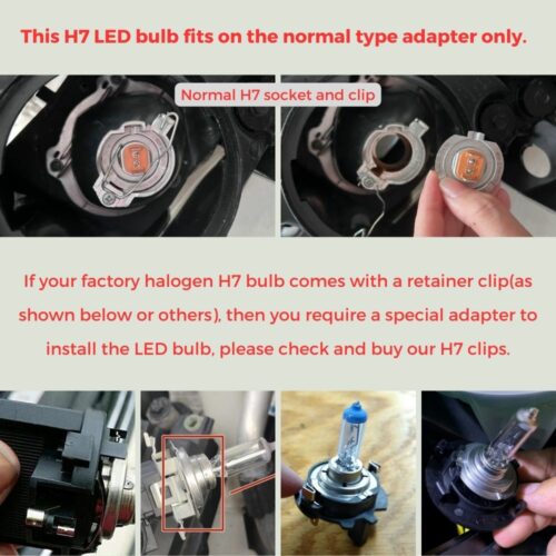 H7 LED Headlight Bulbs 60W 7200LM 6500K White - Boslla