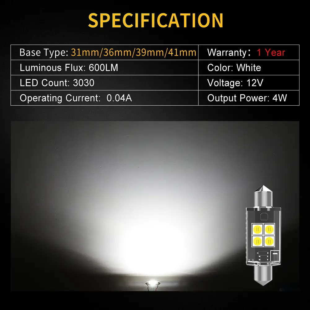 C5W C10W 31MM 36MM 39MM 41MM LED Light Bulbs - Boslla