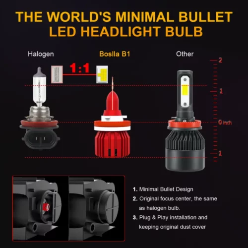 3 Colors H11 H8 H9 LED Headlight Bulb 6500K 4300K 3000K | Boslla B4 Series,  2 Bulbs