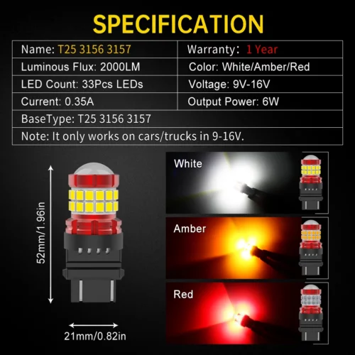 T25 3156 3157 LED LIGHT BULBS