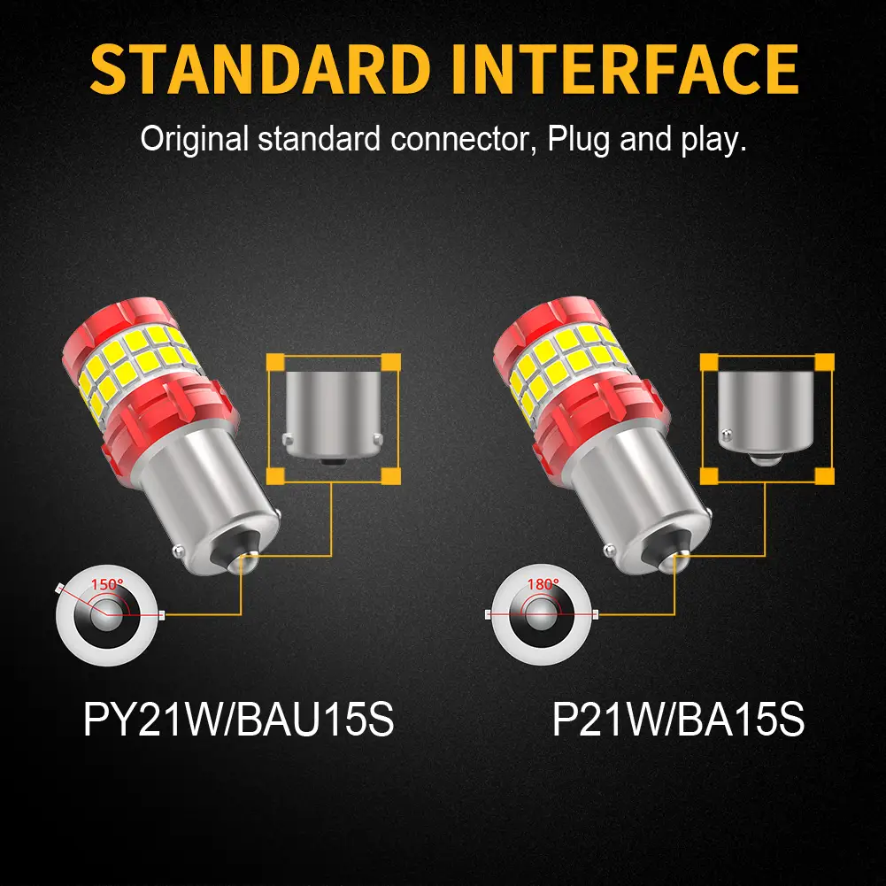 2PCS 1156/P21W/PY21W LED Bulbs White/Amber 15 1156 P21W PY21W LED LIGHT BULBS