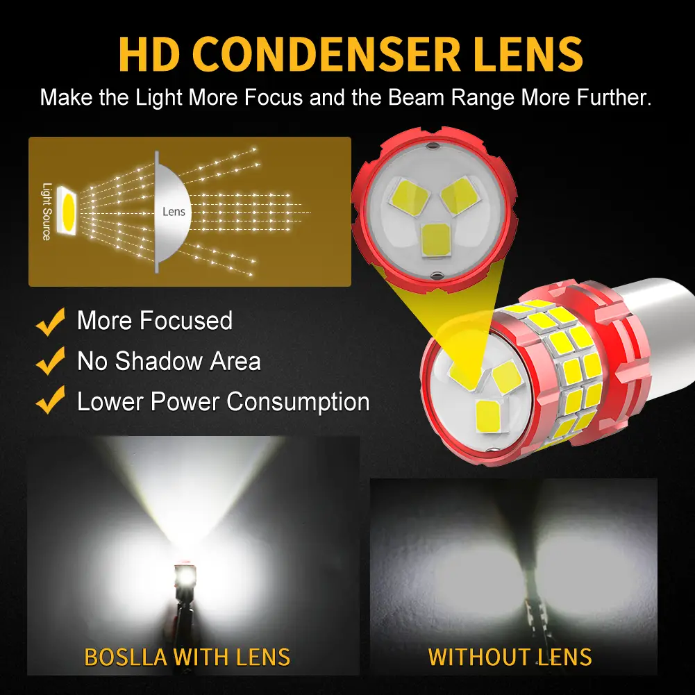 2PCS 1156/P21W/PY21W LED Bulbs White/Amber 12 1157 P215W LED LIGHT BULB