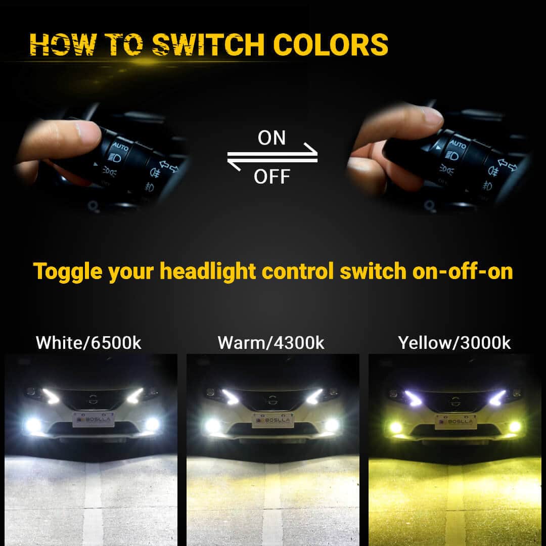 H7 LED Headlight Bulb White & Yellow - Boslla