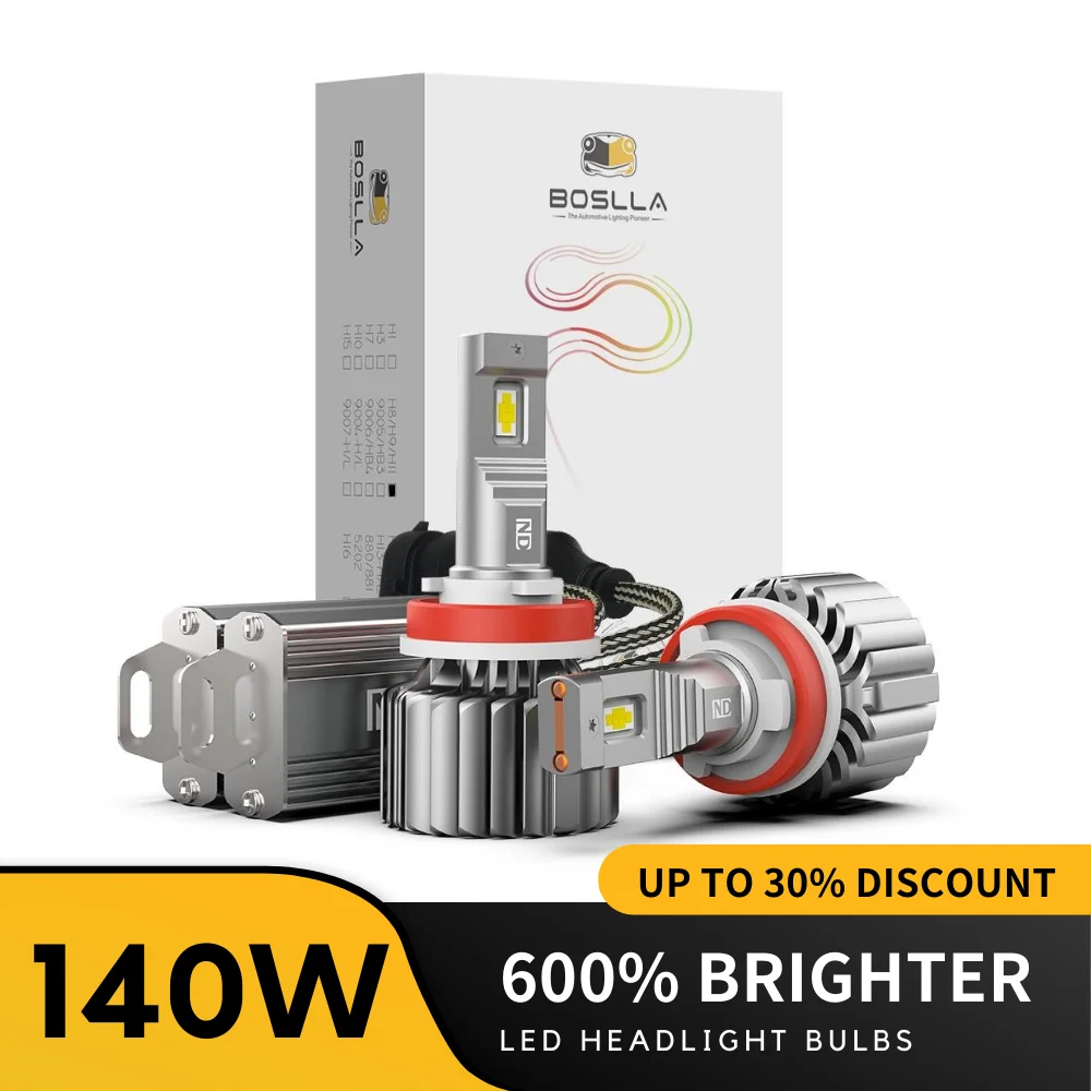 9004 LED Headlight Bulbs 140W 16800LM 6500K White - Boslla