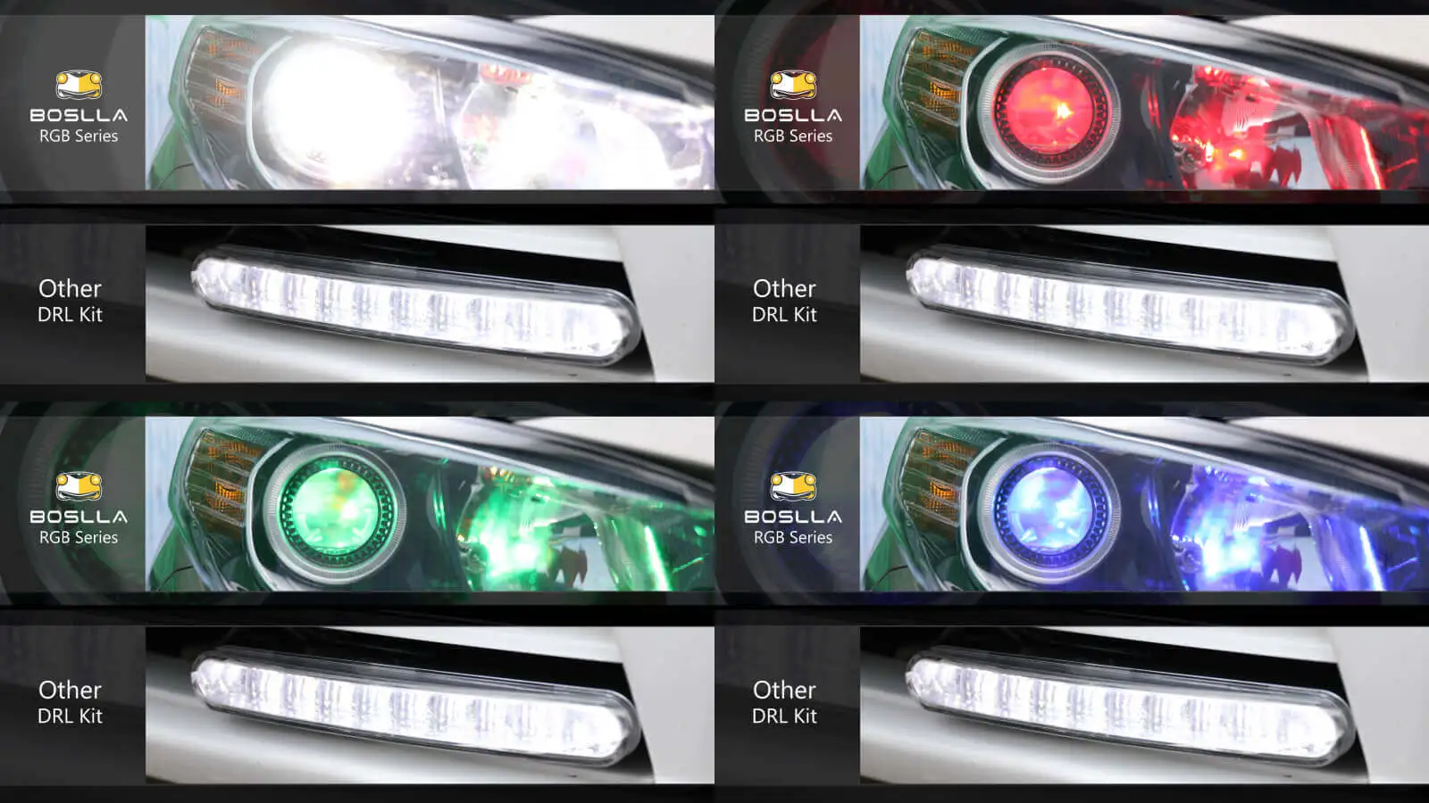 h1 tricolor led headlight 80w drl