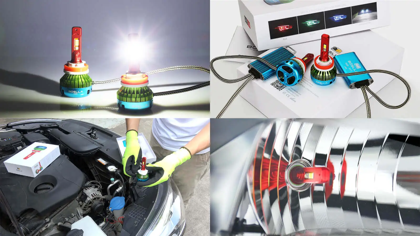 9012 RGB + White Color Changing LED Headlight Bulb 17 RGB HEADLIGHT BULB