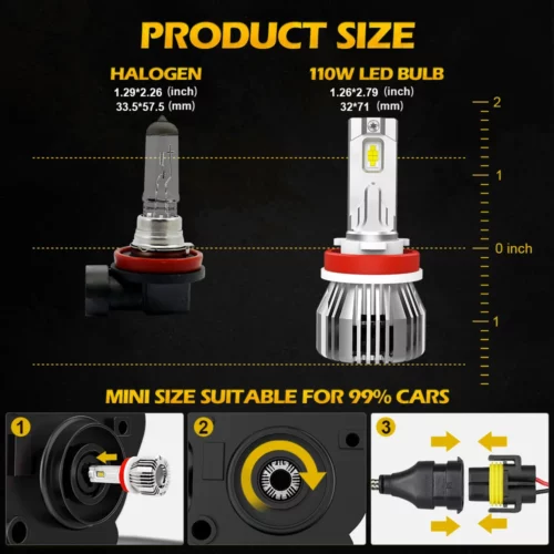 110 WATT 13200 LUMEN LED HEADLIGHT BULBS