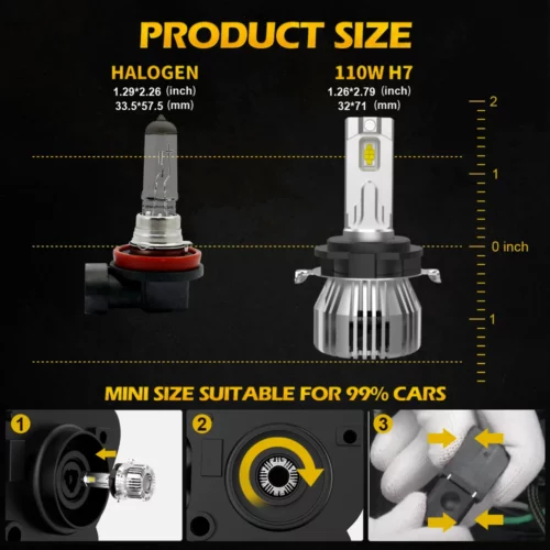 110W 13200LM H7_3 LED HEADLIGHT BULBS