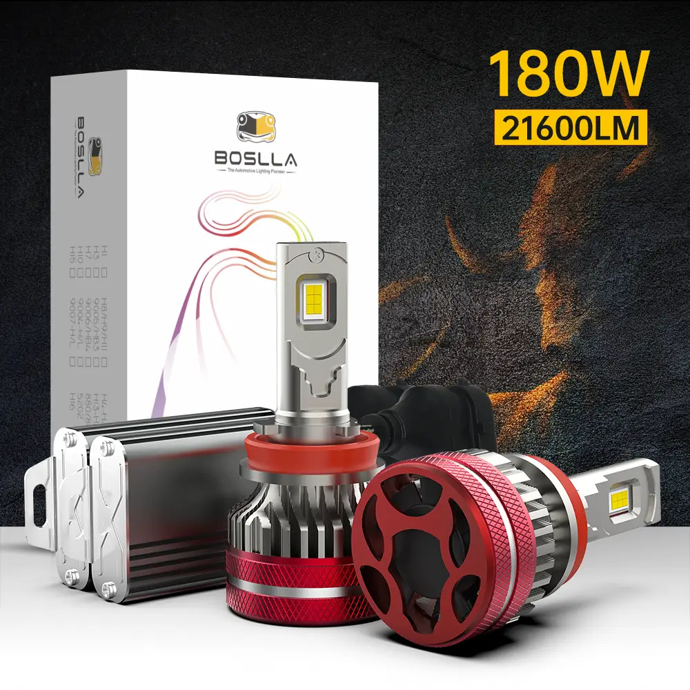 H11 LED Headlight Bulbs 180W 21600LM 6500K White - Boslla