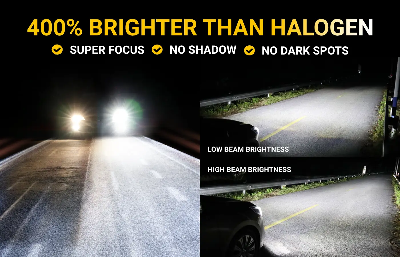 80W Headlight LED Bulb for Hyundai Accent with Projector 9600LM 6500K White 2014-2020 14 Hyundai Accent headlight bulbs