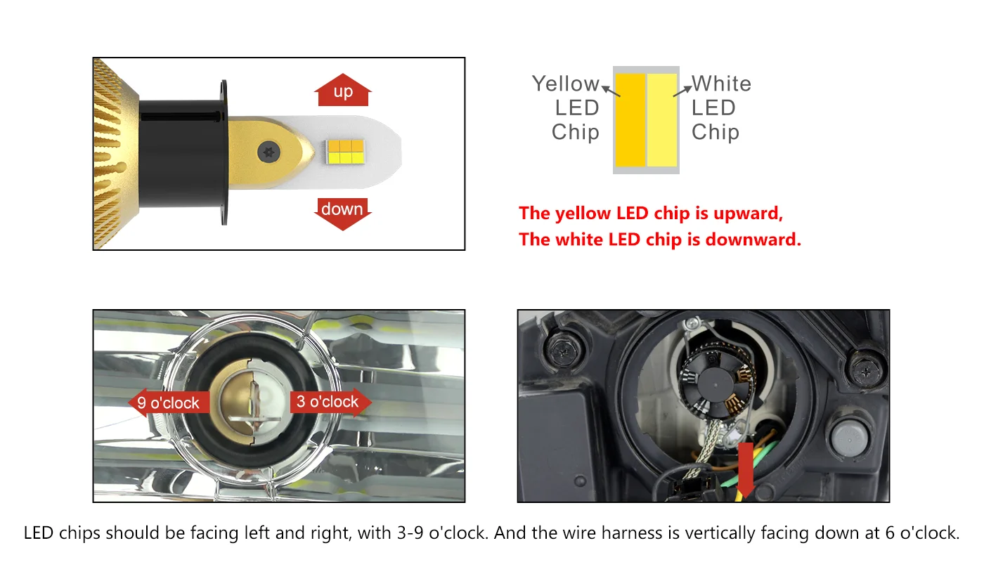 H1 LED Headlight Bulb White & Yellow - Boslla