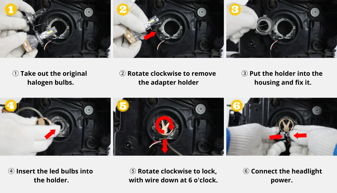 How To Install H1 LED Headlight - Aftermarket Halogen Bulb Replacement 