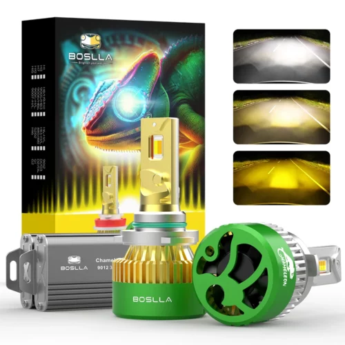 Boslla Chameleon C4 – 3-Color LED Headlight Bulb, 100W 12000LM, Switchable 6500K/4300K/3000K - 9012