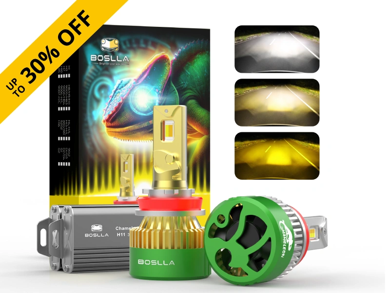 BOSLLA LED HEADLIGHT BULB 3 COLORS 12000LM